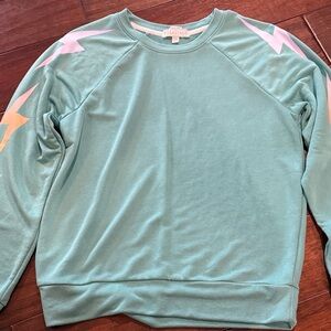 PJ Salvage Mint Green Sweatshirt with Pink and Yellow Accents
